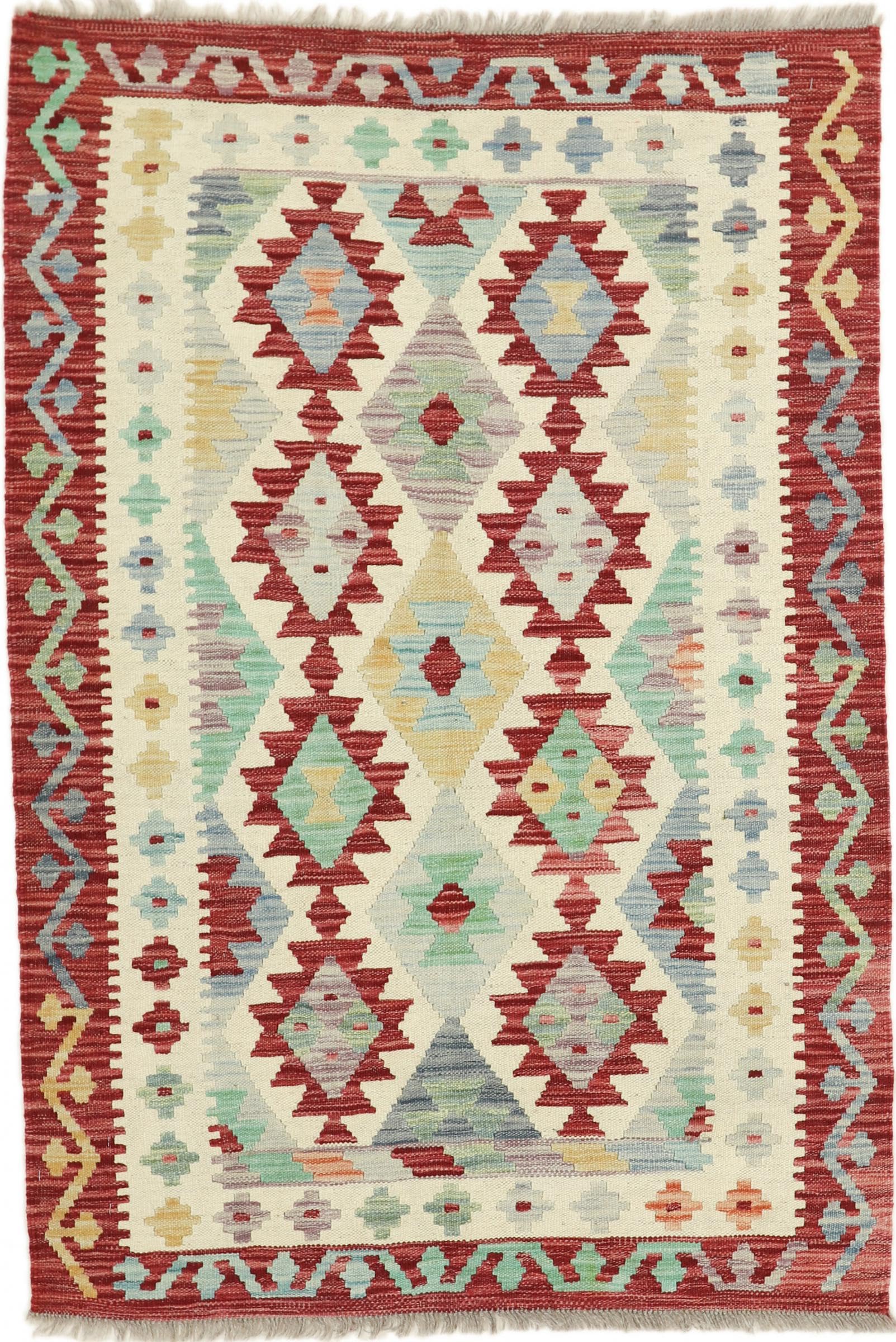 Kilim Afghan 102x148 cm en laine naturelle pour réchauffer l'ambiance d'un bureau cosy