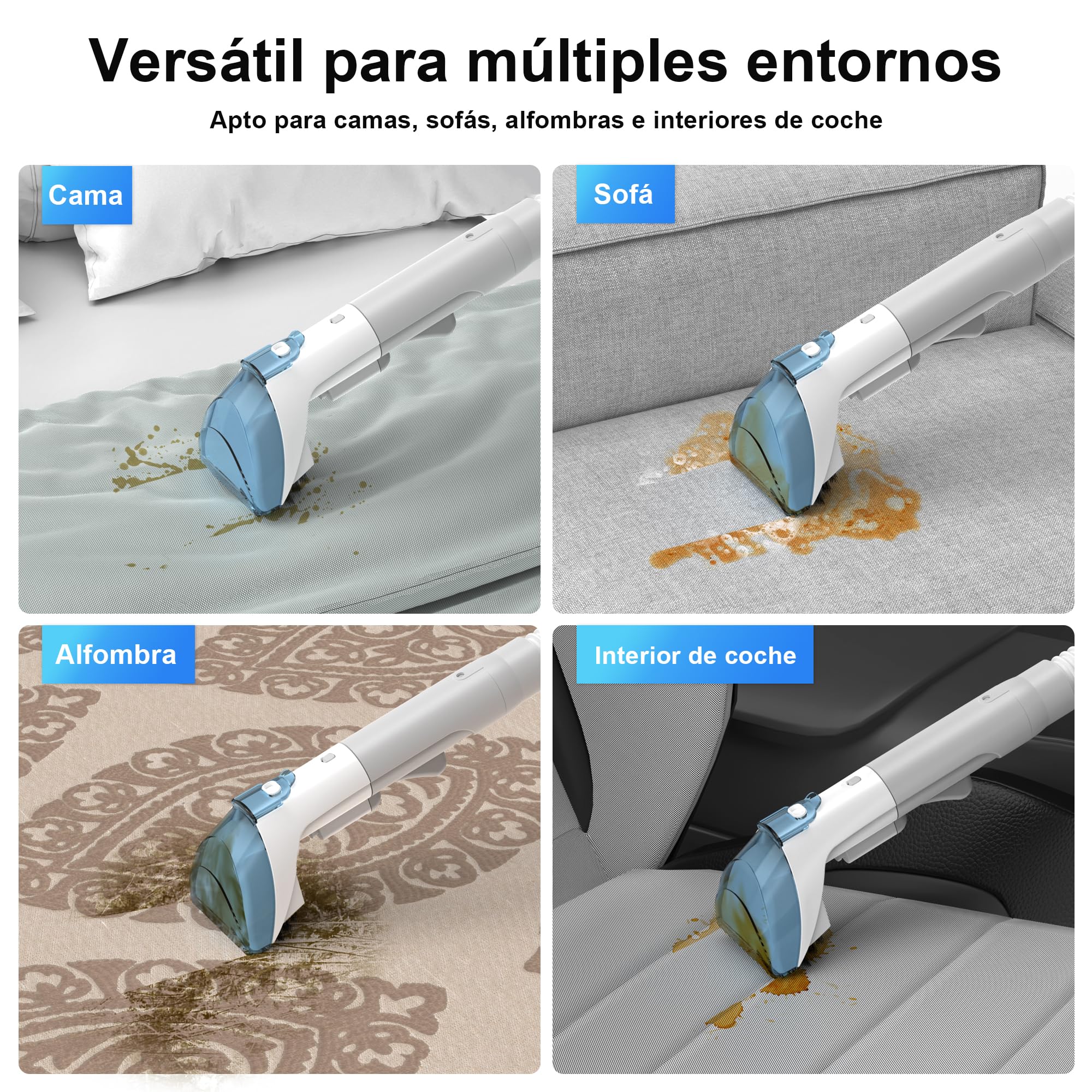 Rivenara Aspiradora Agua Tapiceria Limpiador - 450W Limpia de Sofa Aspirador Maquina Limpieza Liquidos Lava Extracción Alfombras Colchones Upholstery Hidroaspiradora Coche Carpet Cleaner Machine