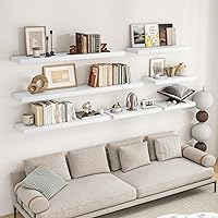 Vista 2 de RICHFOCUS 36Inch Floating Shelves for Wall 2 Pack Shelves for Bedroom Kitchen Bathroom Wall Mounted Rustic Wood Floating Shelf with Invisible