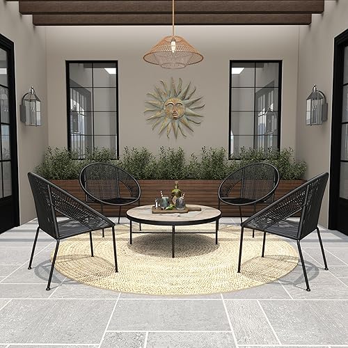 Miniatura 8 de Deco 79 Silla de exterior ovalada de ratán de plástico contemporáneo, 29 "x 23" x 30", negro