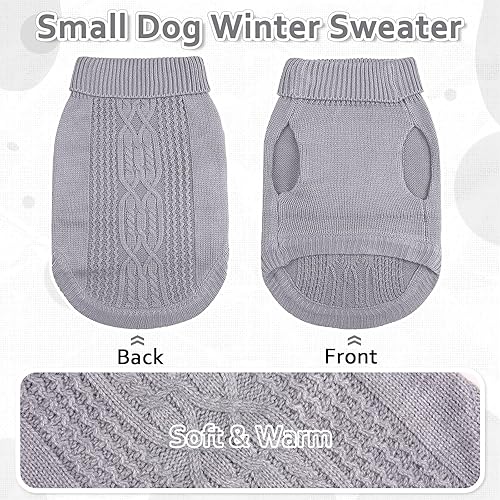 Miniatura 3 de DENTRUN Suéter para perros pequeños, cachorro de cuello alto para clima frío, ropa clásica de invierno cálida para perro, suéter para perrito,