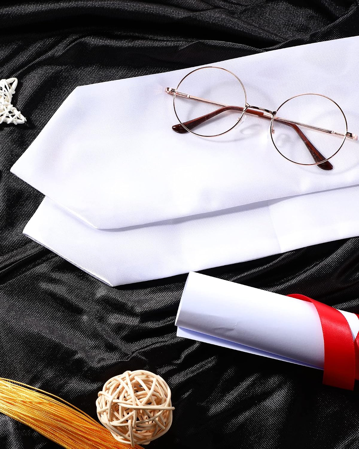 Taiyin 12 Piece Unisex Graduation Stole Sash Adult Plain Ordinary Graduate Honor Stole, 60 Inch (White)