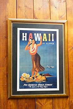 【額装済】パンナム航空　ハワイアン　ポスター&フレーム ODハワイアン フレームポスター SUNNY HULA パンナム航空