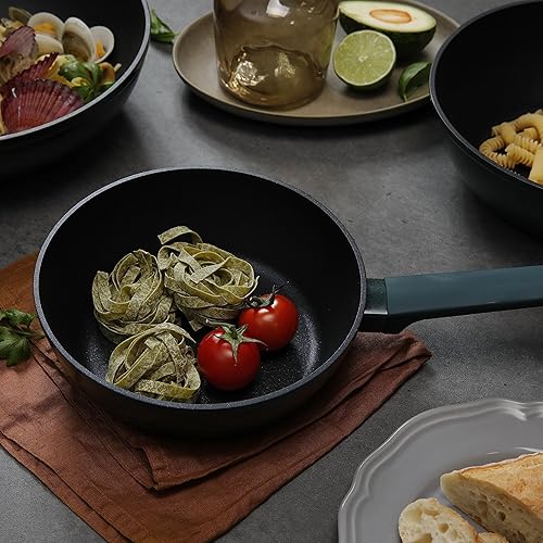 Miniatura 7 de Dr.HOWS URBAN - Sartén antiadherente con revestimiento ILAG Professional S de 9 pulgadas, color verde profundo, sartén antiadherente de aluminio,