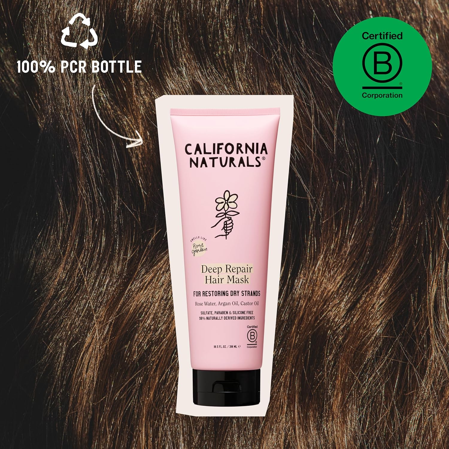 California Naturals Deep Repair Hair Mask, Paraben and Sulfate Free, Deep Conditioner for Dry, Damaged Hair, Vegan, Hydrating and Conditioning, For Curly, Frizzy, All Hair Types, 12 fl oz - Image 6