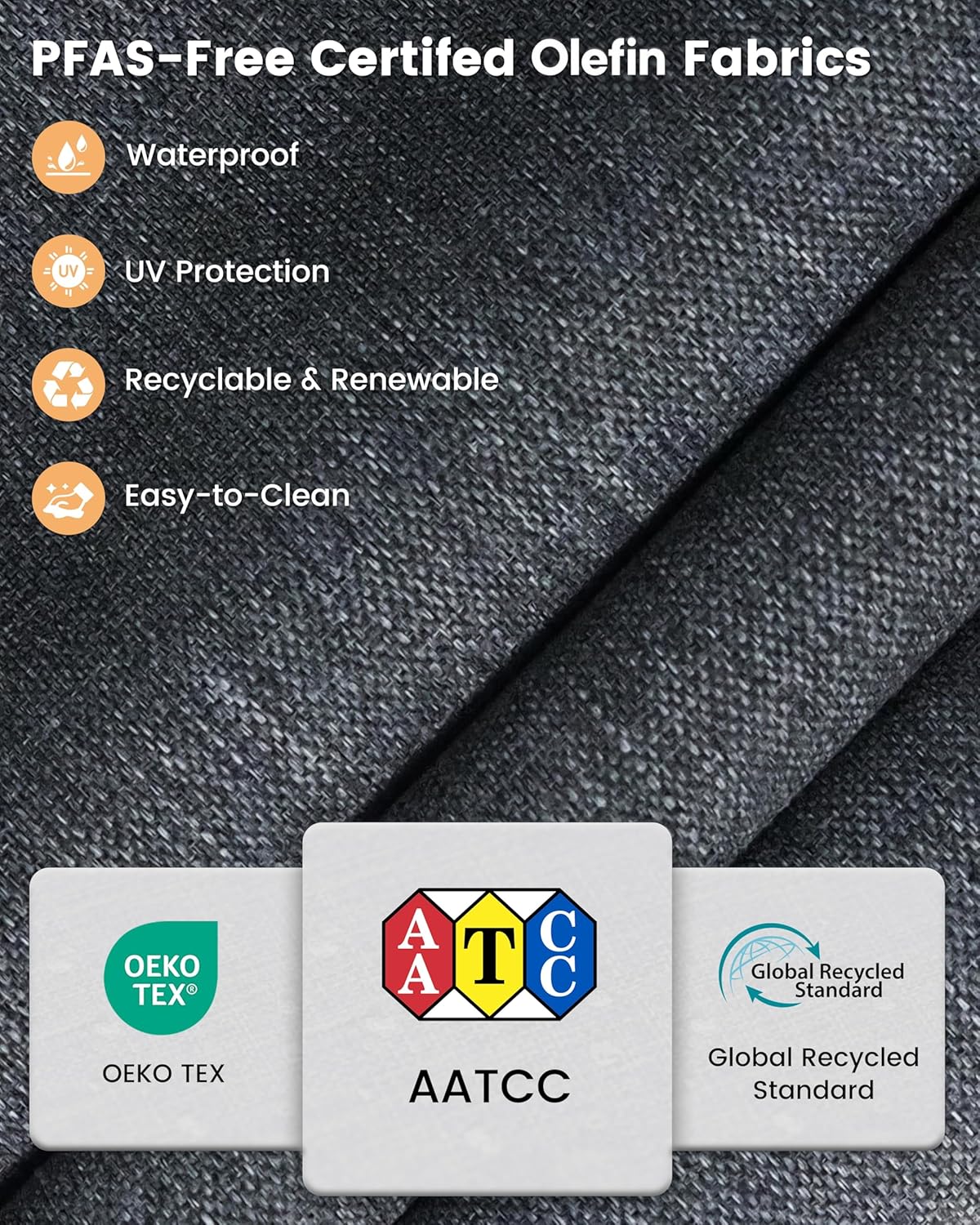 Sundale Outdoor 3-Seat Aluminum Patio Sofa, Shimmer Coated Outdoor Couch with 2 Extendable Side Tables, All Weather Outdoor Furniture for Balcony, Porch (Grey, 3-Seat Sofa)