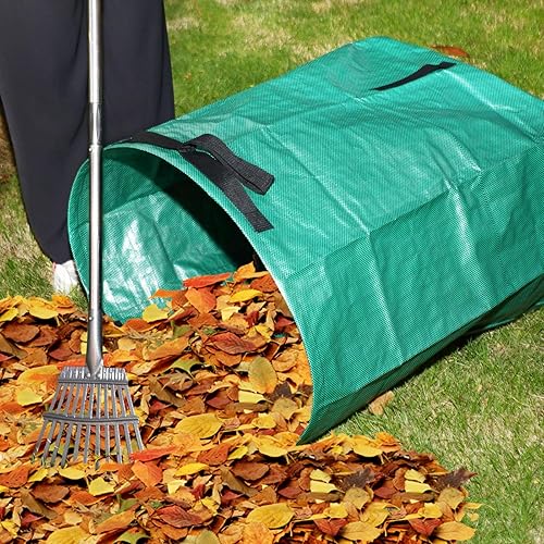 Miniatura 6 de Juego de 3 palas de hojas y rastrillo de hojas que incluye 11 dientes de jardinería con mango ajustable, 2 cucharas grandes de hojas de 53 galones y