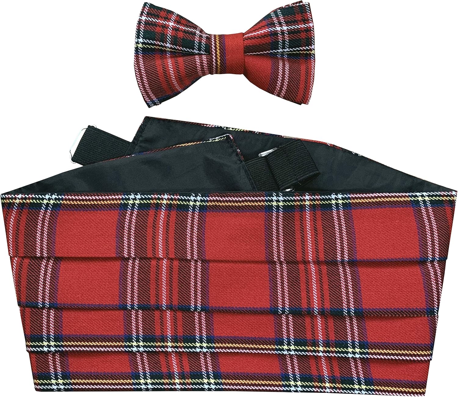 Great British Tie Club Royal Stewart Tartan Cummerbund Set (includes Bow Tie & Pocket Square)