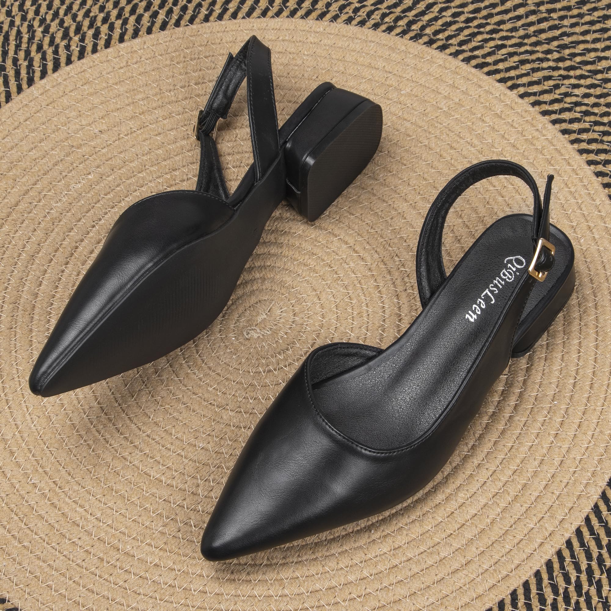 Damen 1,06-Zoll Low Chunky Slingback Heels, Klassische Geschlossenen Pointed Toe Block Heel Pumps Schuhe für Frauen, Hochzeit Abendkleid Sommer Party Schuhe