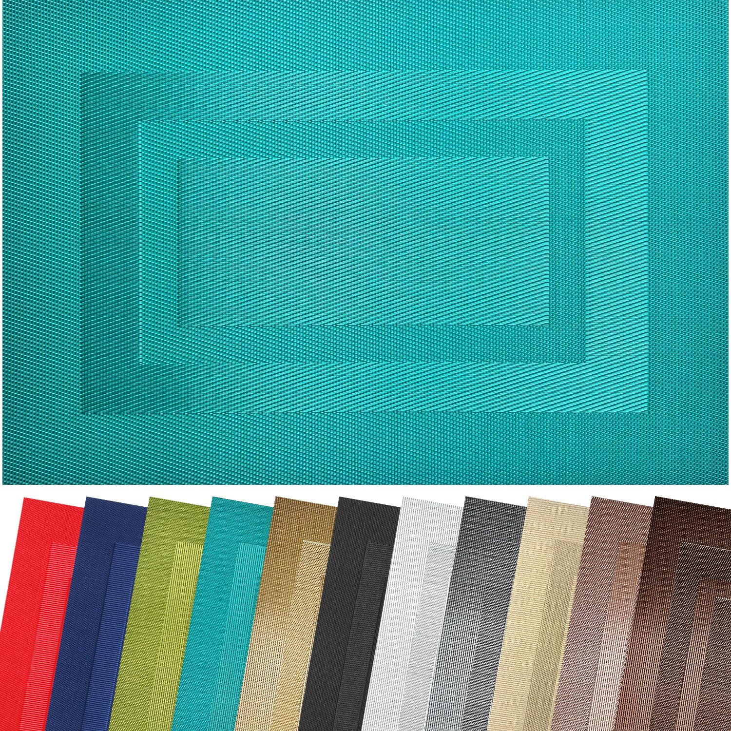 PIGCHCY Lot de 8 sets de table lavables et durables en vinyle résistants à la chaleur antidérapants pour intérieur et extérieur (45,7 x 30,5 cm, bleu turquoise)