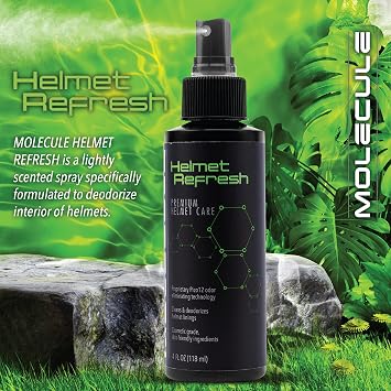 Molecule Helmet Refresh Spray | Premium Helmet Care | Cleans & Deodorizes Helmets, Visors, and Goggles | Signature Fresh Scent | 4 Ounces