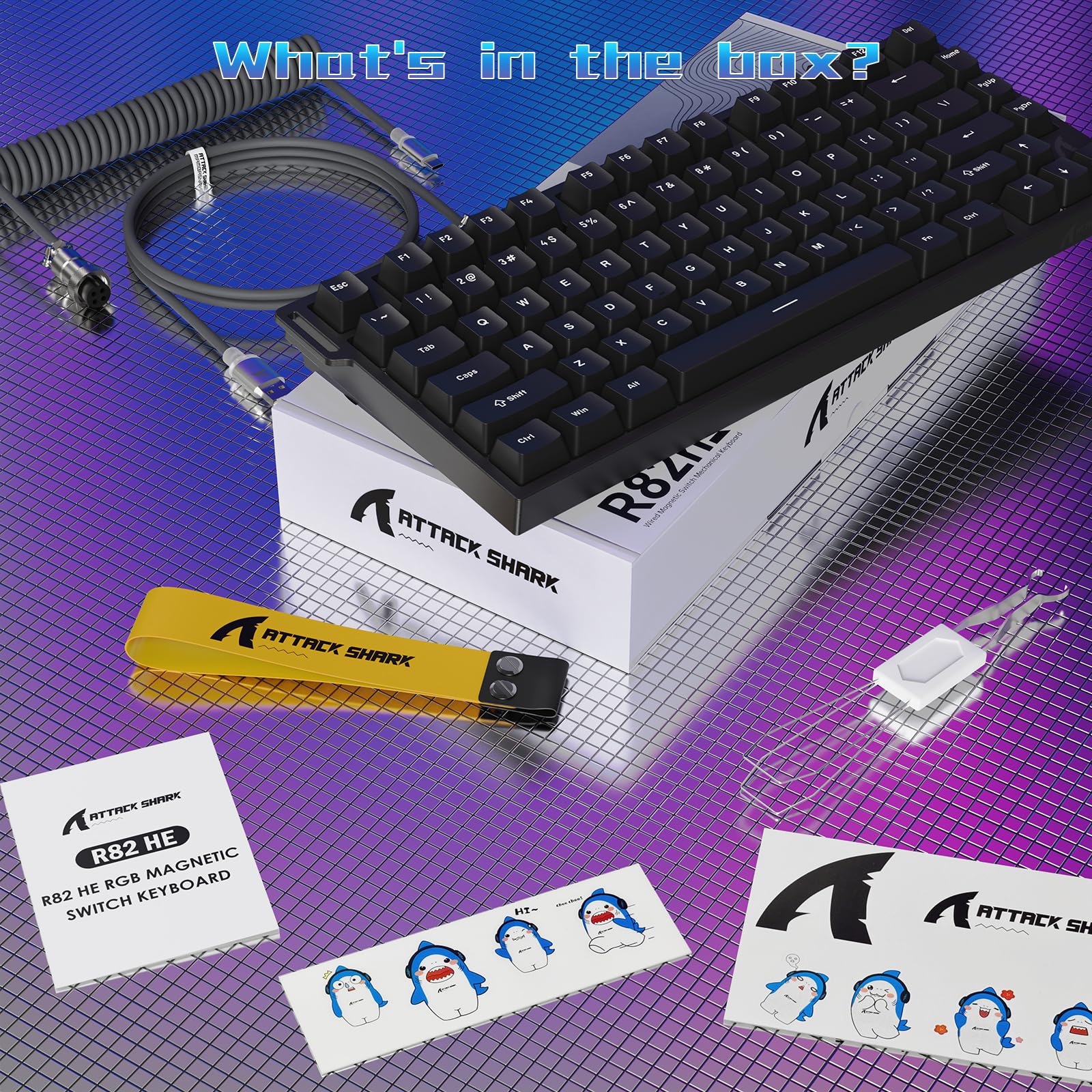 ATTACK SHARK R82 HE Tastiera Gaming 75% con Cavo, con Cavo C01ULTRA LED, Switch Magnetici, 8000Hz, Precisione Ultra 0,005mm RT Tech, Retroilluminazione RGB, 5 Strati Fonoassorbenti (Nero)
