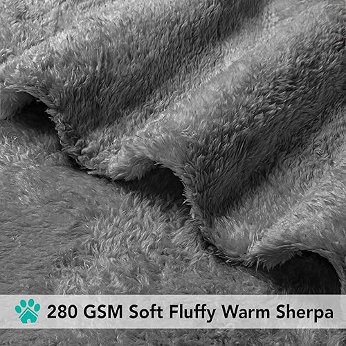 Miniatura 4 de PetAmi Manta para perros grandes, color gris, forro polar sherpa suave y esponjosa para cachorros, gatitos, gatos, manta calmante para mascotas,