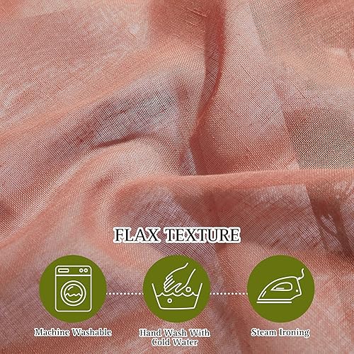 Miniatura 4 de NICETOWN Cortinas de lino semitransparentes, con ojales en la parte superior, cortinas rústicas de lino y cortinas de privacidad con luz a través