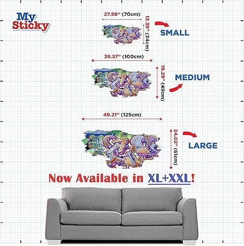 Miniatura 2 de MySticky Calcomanía de pared personalizada con nombre de graffiti en 3D, calcomanía decorativa de vinilo para decoración de vinilo, extraíble,