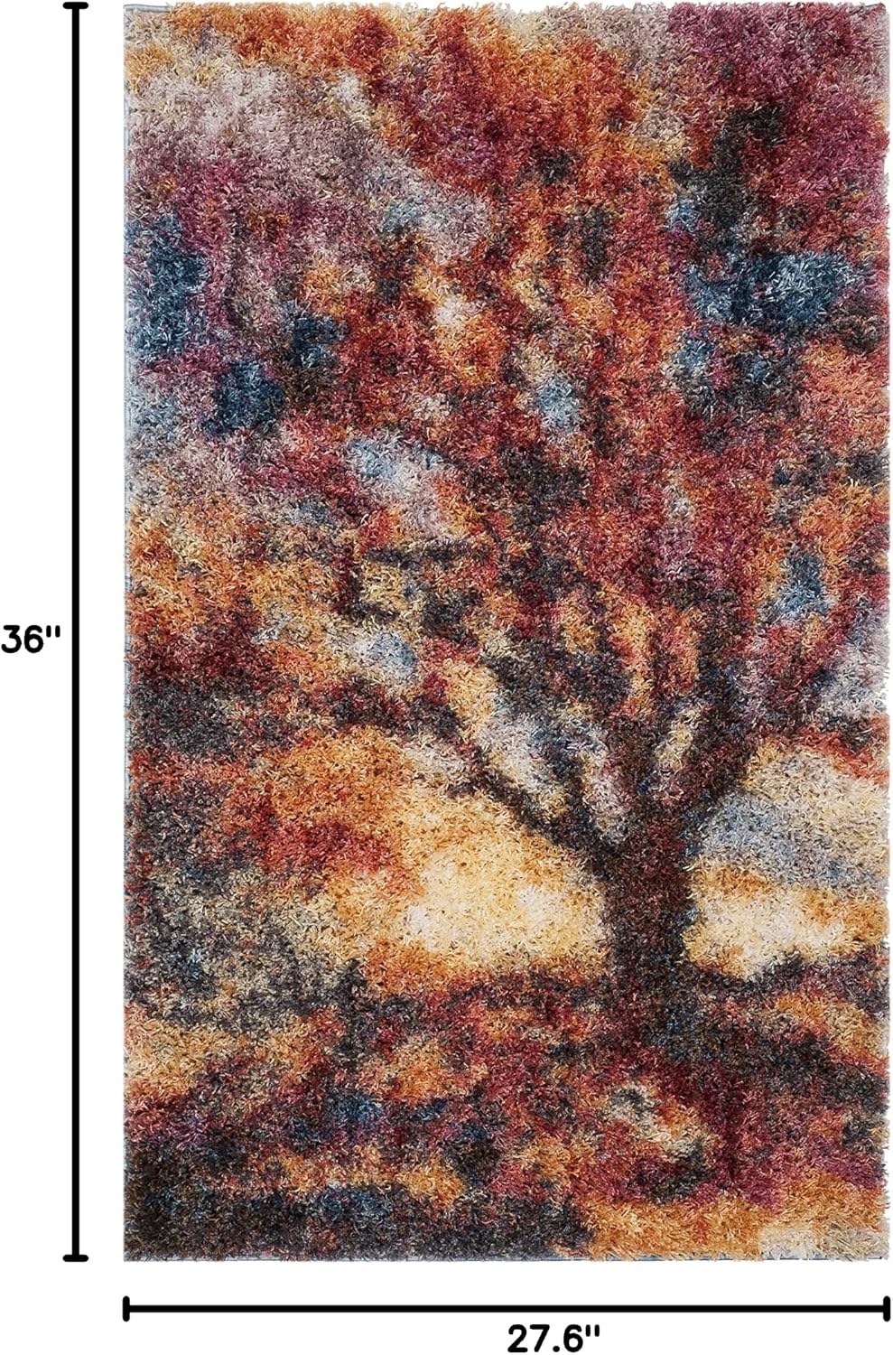 SAFAVIEH Gypsy Shag Collection Accent Rug - 2'3" x 3', Rust & Blue, Abstract Design, Non-Shedding & Easy Care, 2-inch Thick Ideal for High Traffic Areas in Entryway, Living Room, Bedroom (GYP522C)