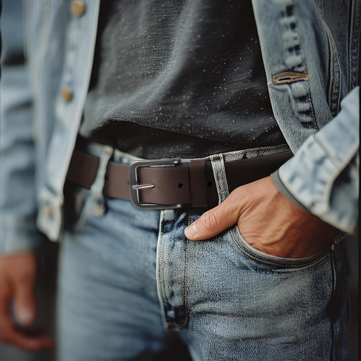 Wrangler Men’s Full Grain Genuine Leather 35 mm Casual Belt for Jeans - Image 5