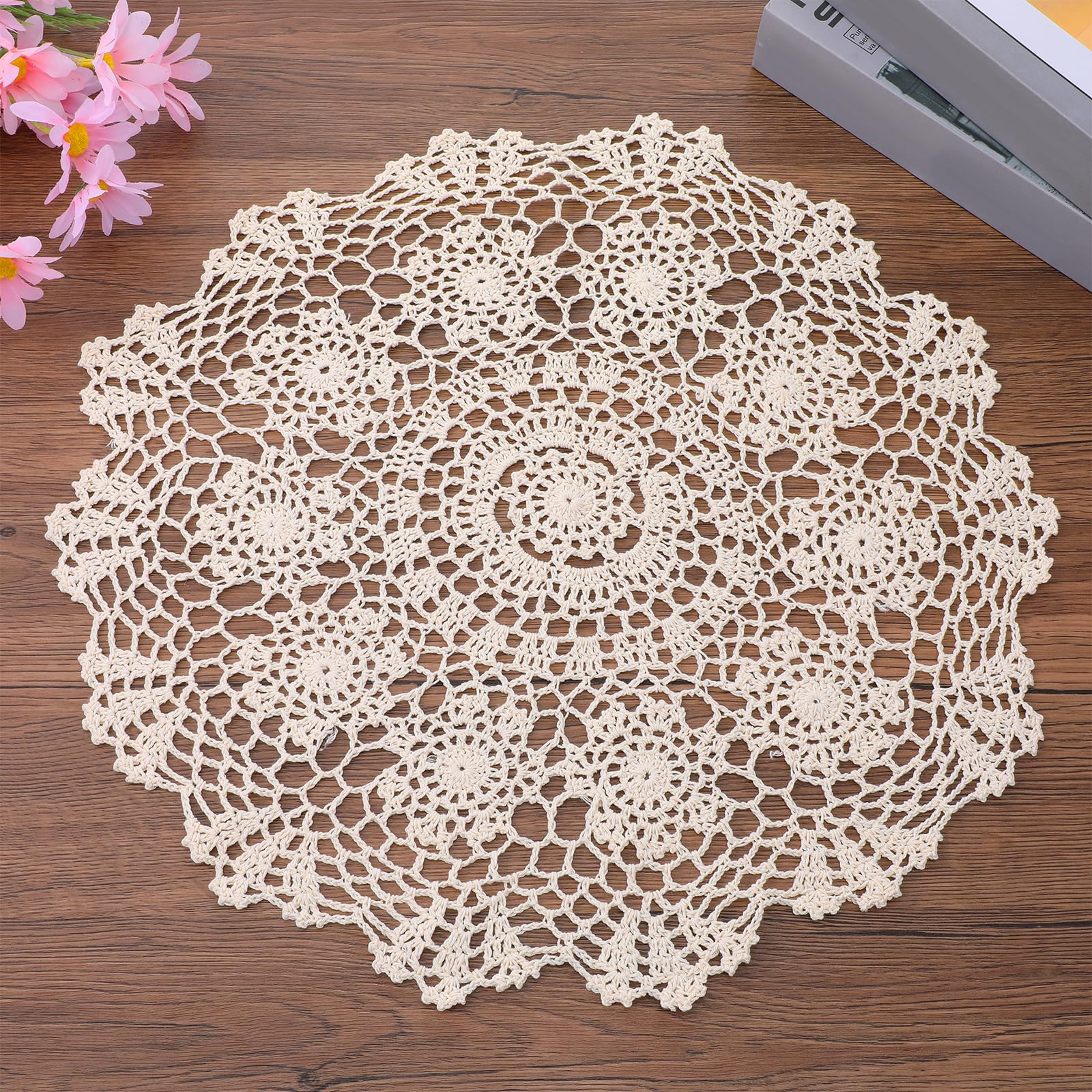 Napperon dentelle fait main beige, la douceur du coton au crochet pour un intérieur chaleureux