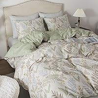 Vista 16 de HoneiLife Juego de funda de edredón floral 100% algodón, 3 piezas, suave, ropa de cama botánica con cierre de cremallera y lazos en las esquinas