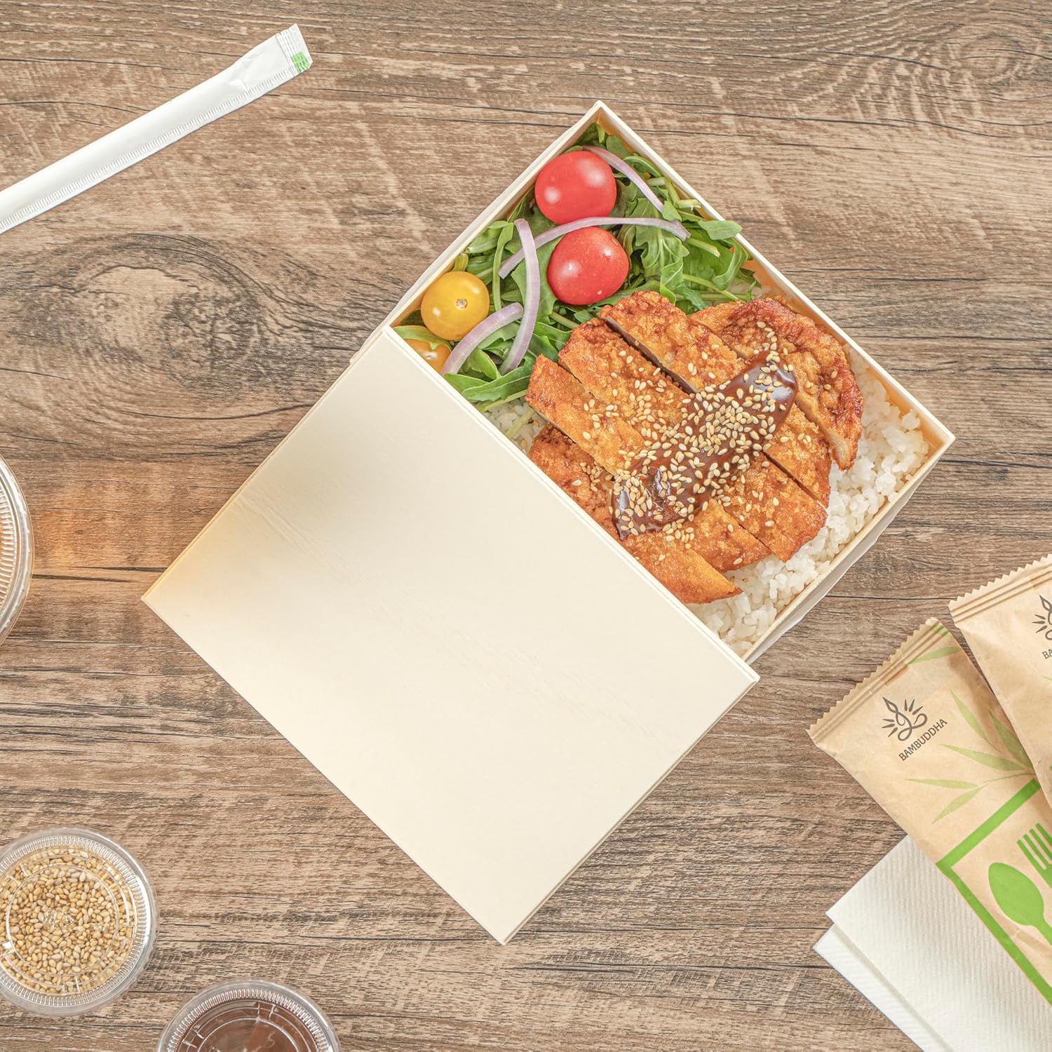 Restaurantware Wooden Lids for Bento Boxes 10 Pack Fits 6.4" x 4.7" Wooden Take Out Containers Sustainable Freezer-Safe Japanese Style Lunch Box Lids for Secure Take Out of Sushi, Lunch, Meal - Image 7