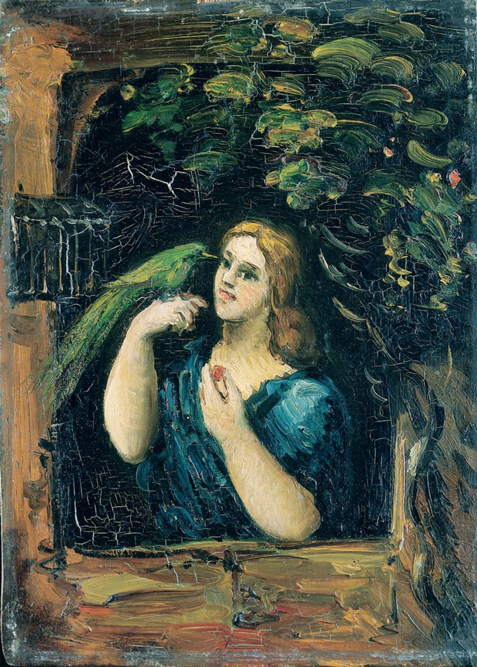 Lienzo Paul Cézanne Donna con pappagallo para transformar la decoración de salones y dormitorios 5