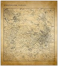 Jerusalem, Israel City Map Poster | Aesthetic Jerusalem Map Poster Travel Theme Decor | Holy City Modern Style And Vintage Map Home Office Decor | City Road Map Travel Souvenir Gifts Home Decor (12 x 16, Vintage)