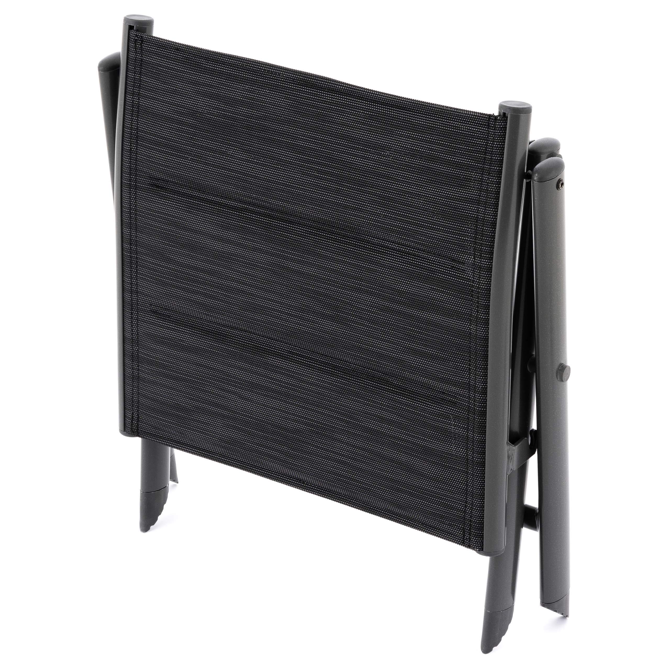 Nexos Klapphocker aus Aluminium und Olefin – Farbe Bespannung: Schwarz/Rahmen: Anthrazit