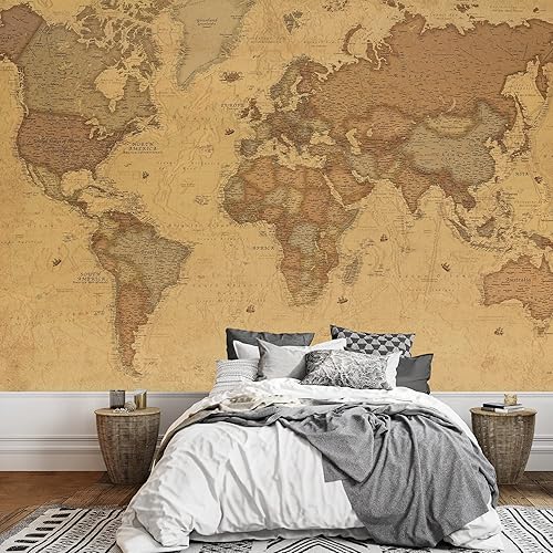 Miniatura 43 de wall26 Adhesivo de pared extraíble/mural de pared vintage, retro, mapa de globo del mundo, ilustraciones internacionales, arte moderno, paisaje