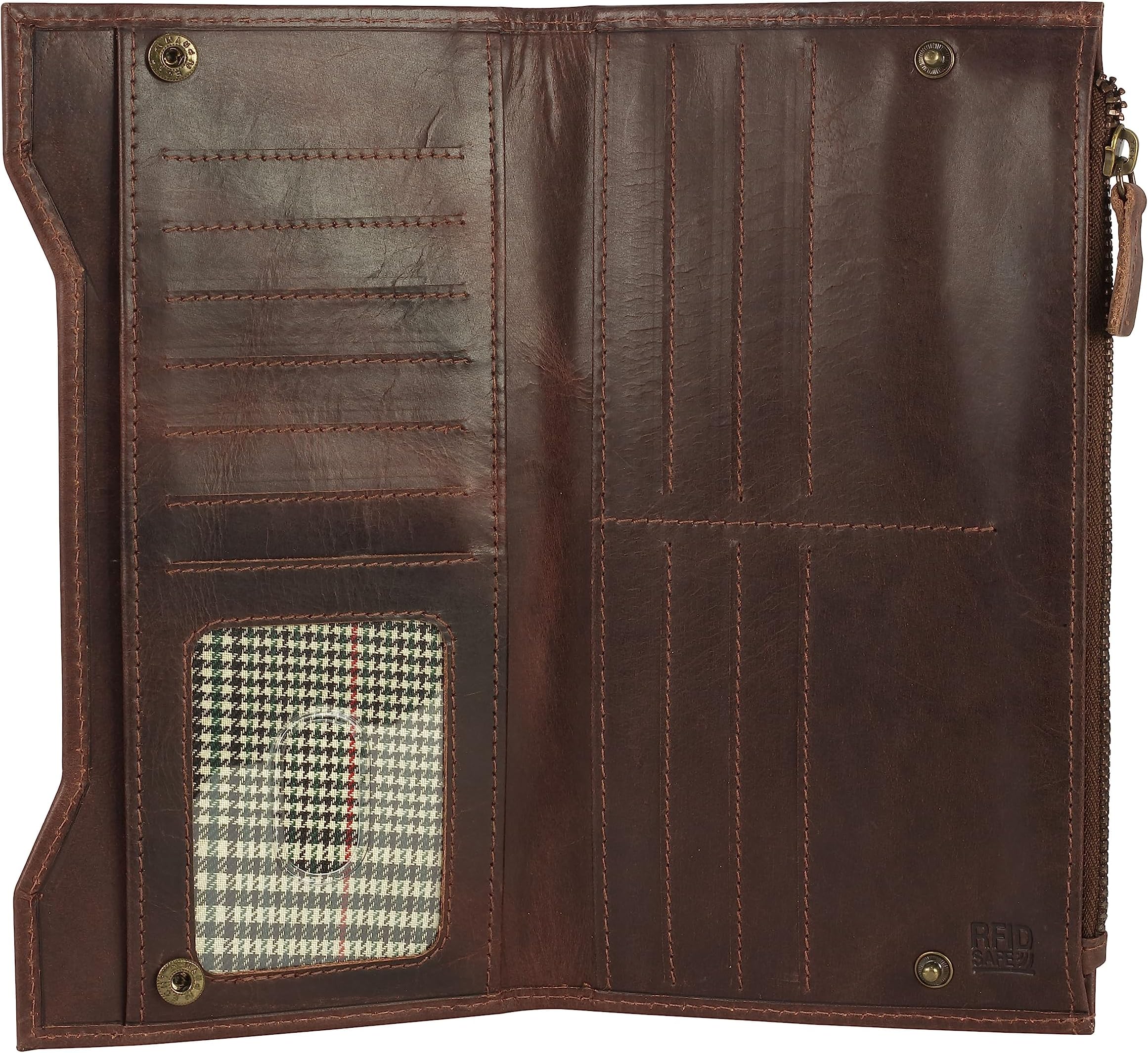 Genuine Leather RFID Blocking Long Wallet – Vintage Bifold for Men