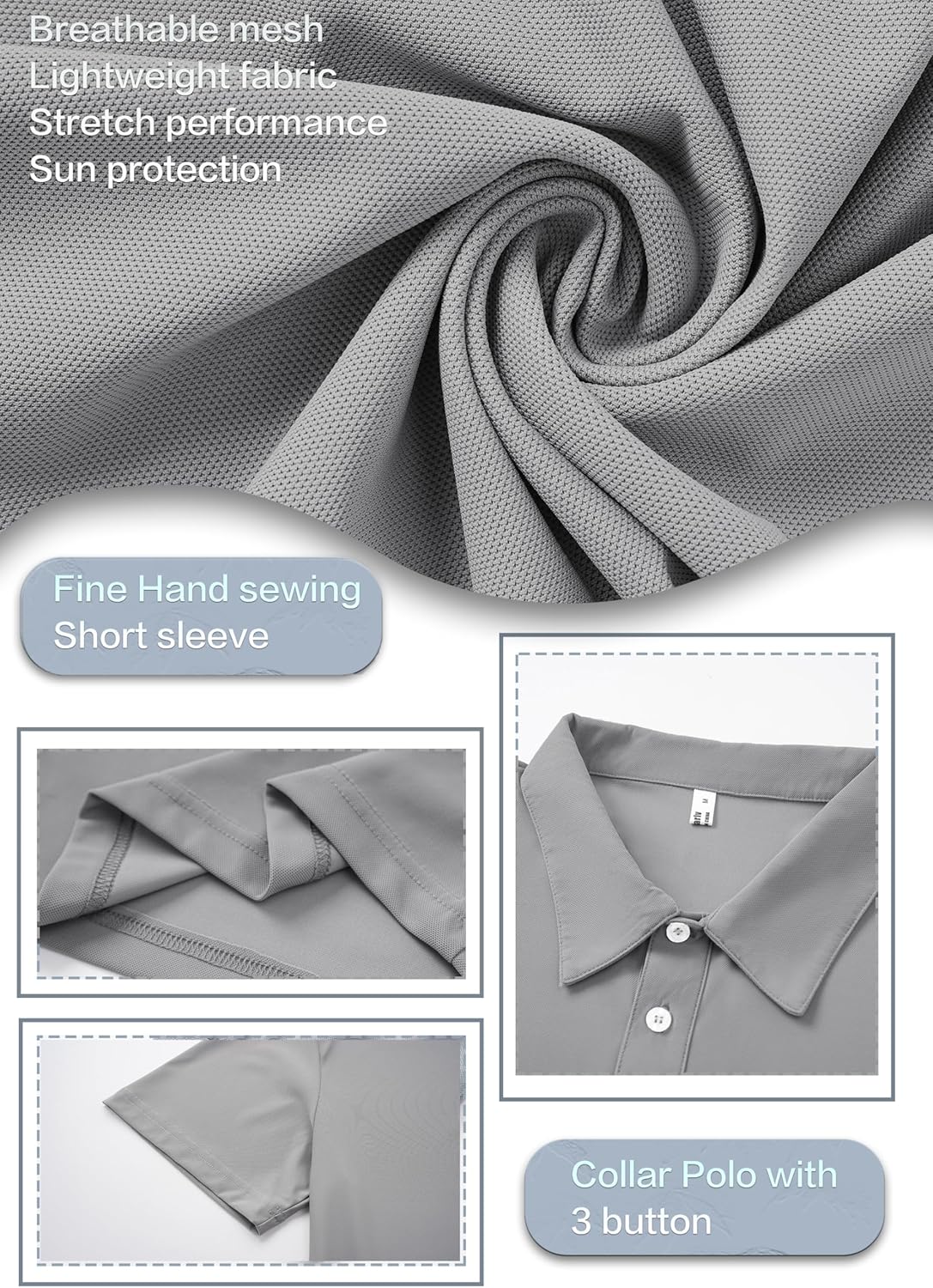 Men’s Scrub Polo Shirts Lab Short Sleeve Collared Lab Shirt Quicky Dry Moisture Wicking Lightweight Polo T-Shirt - Image 6