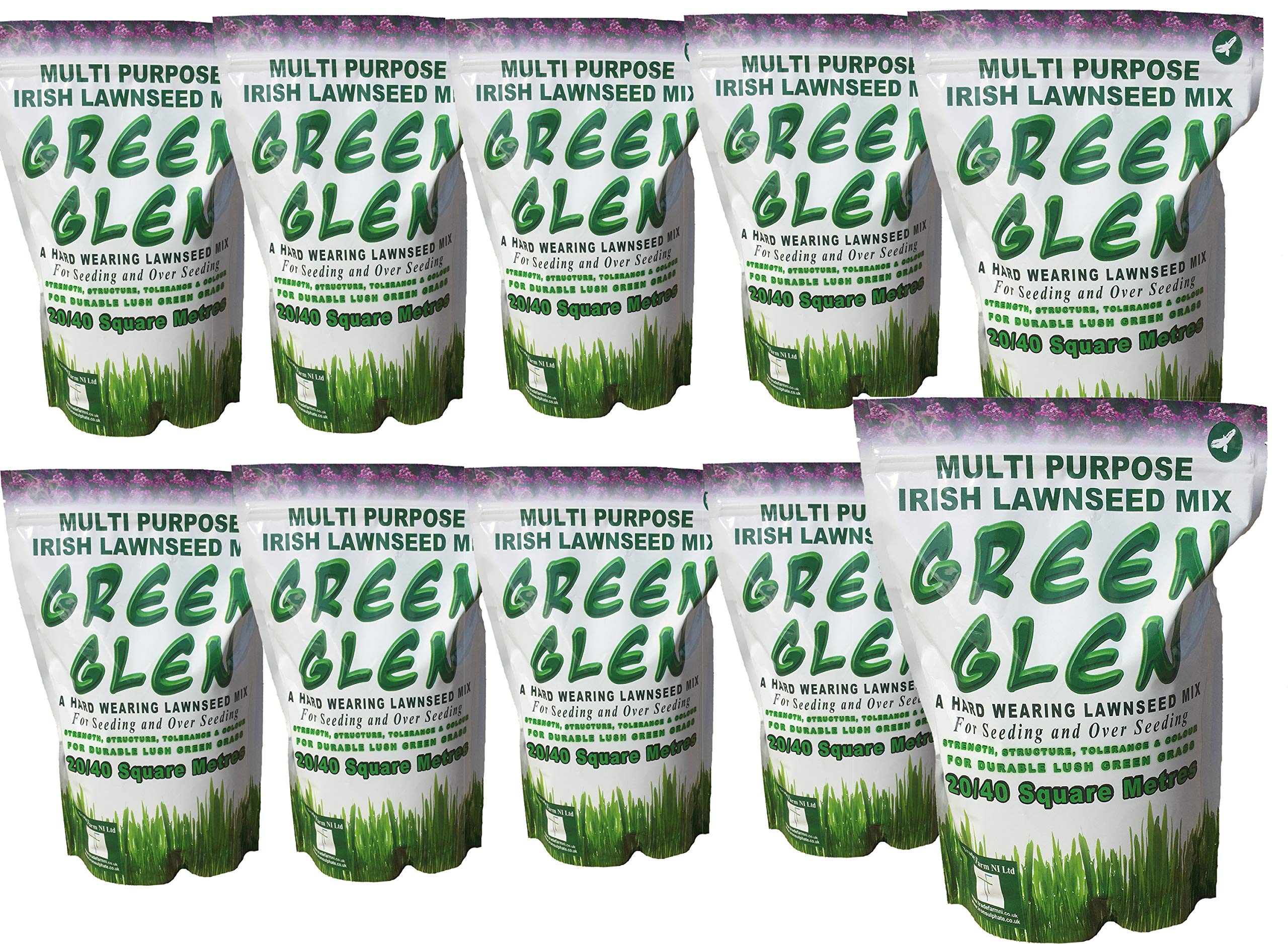 Green Glen Hard Wearing Grass Seed - Lawn Seed Mix for Hardy Ornamental Lawns, Sports, Amenity, Recreation and Play Areas.