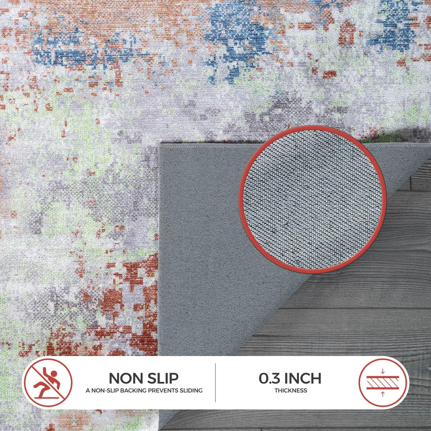 Luul Home Machine Washable Rugs 8x10 Modern Abstract Non Slip Rubber Backing Soft Area Rug for Living Room Easy to Clean Non Shedding Kitchen for Bedroom Indoor Carpet (Brick - Gray, 8x10)