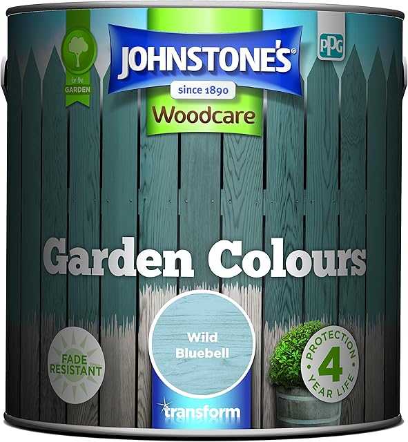 Johnstones - Garden Colours - Wild Bluebell - Exterior Wood Paint - Fade Resistant - Suitable for Garden Furniture Outdoors - Fence Paint - Dry in 2 hours - 12m2 Coverage per Litre - 2.5L