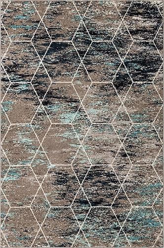 Miniatura 11 de Unique Loom Trellis Frieze Collection - Alfombra geométrica (6 x 9 pies, azul multi marfil)