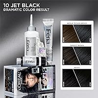 Vista 40 de L'Oreal Paris Feria Tinte permanente brillante multifacético, 721 Dusty Mauve, paquete de 1 10 negro azabache (negro más negro)