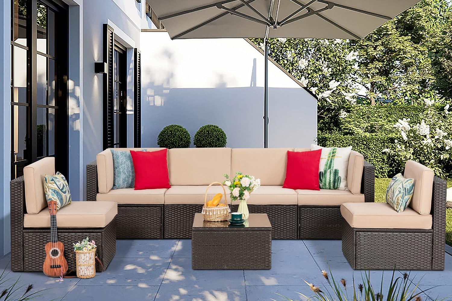 Vongrasig 7 Pieces Patio Furniture Sets