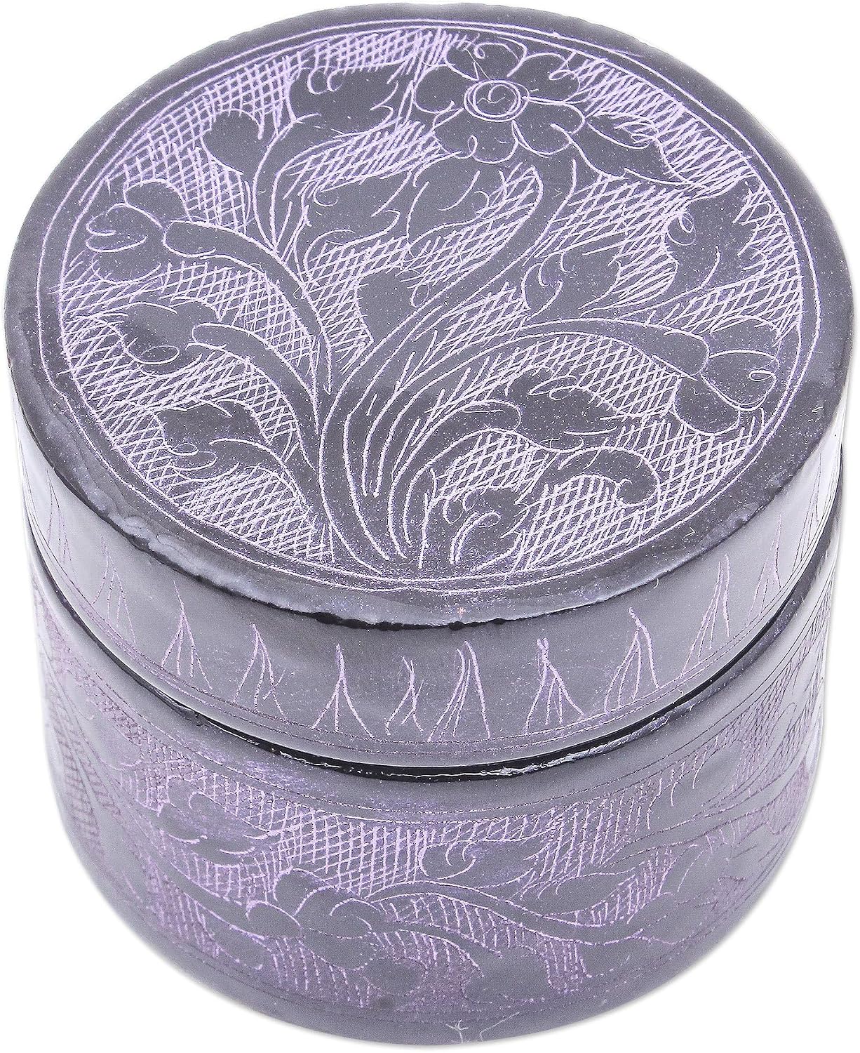NOVICA Artisan Handmade Decorative Wood Boxes Floral from Thailand Pair Assorted Accessories [ 1.8in H x 2.1in Diam.] ' Frosty Flora' Pair