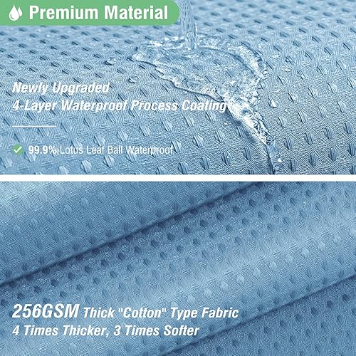Miniatura 4 de Dynamene Cortina de ducha de tela azul  Cortinas de ducha de tela resistente con textura de gofre para baño, 256 GSM, juego de cortinas de baño de