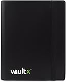 Vault X 4 Pocket Trading Card Strap Binder, 160 cards, Standard, 20 Side-Loading Pages, Folder for Collectible Card Games, Sports, TCG (Black)