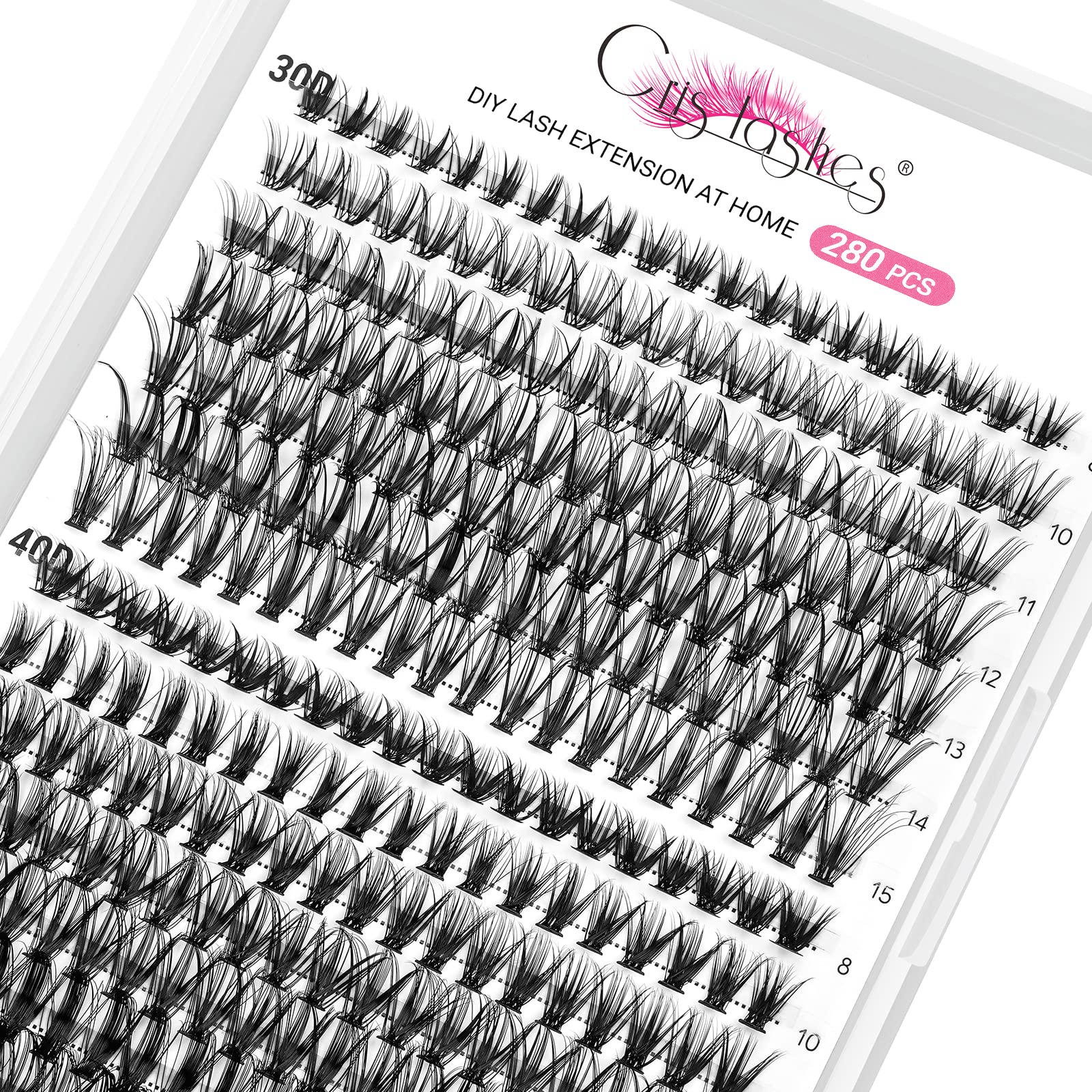 280 PCS Individual Lashes Cluster DIY Lash Clusters 30D 40D C Curl 8-15mm Cluster Lashes DIY Individual Eyelashes Lashes Wisps Reusable Soft Mini Cluster Eyelash Extensions at Home (30D/40D C 8-15mm)