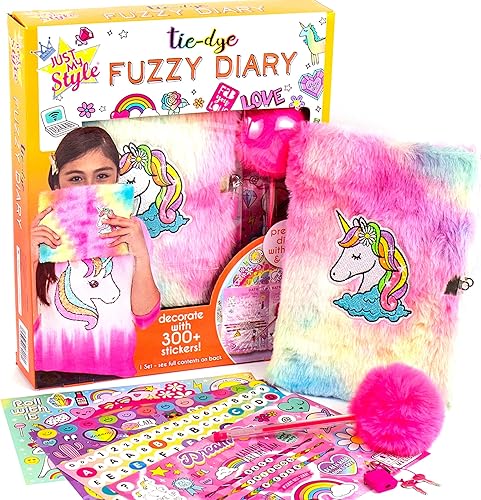 Just My Style Horizon Group USA - Agenda de tapa dura con cerradura y llave, decora con más de 300 calcomanías, incluye bolígrafo con tapa mullida y