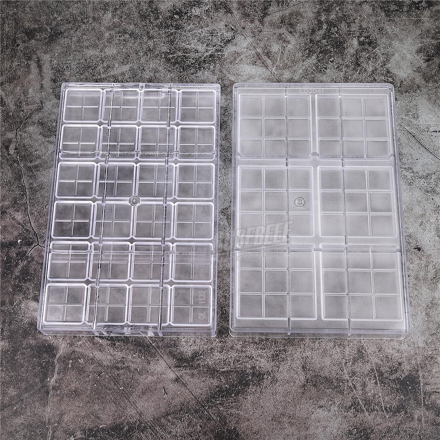 Square Checks Cube Shape Polycarbonate Chocolate Mold Candy Template Sugarcraft Maker Molding DIY Baking Tools (1 piece of 6 Cavities 9-well chocolate mold)