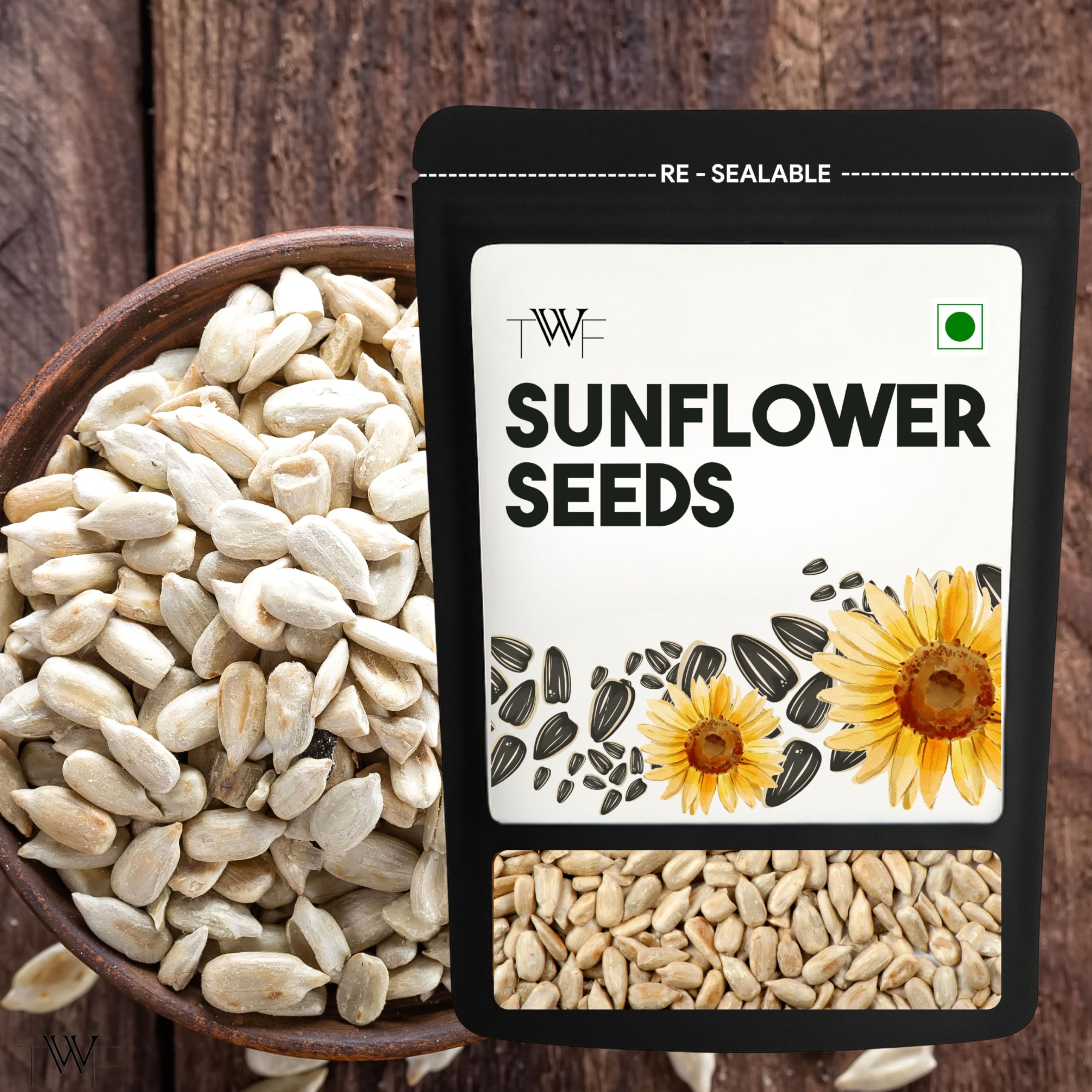 TWF Virgin Sunflower Seeds | 500g | AAA Grade Seeds for Eating | Rich in Dietary Fibre & Protein | Snack for Weight Management & Immunity | Diet Food | Non GMO | Resealable Pack | Unroasted | Unsalted | Highest Natural Potency - Image 4 thumbnail