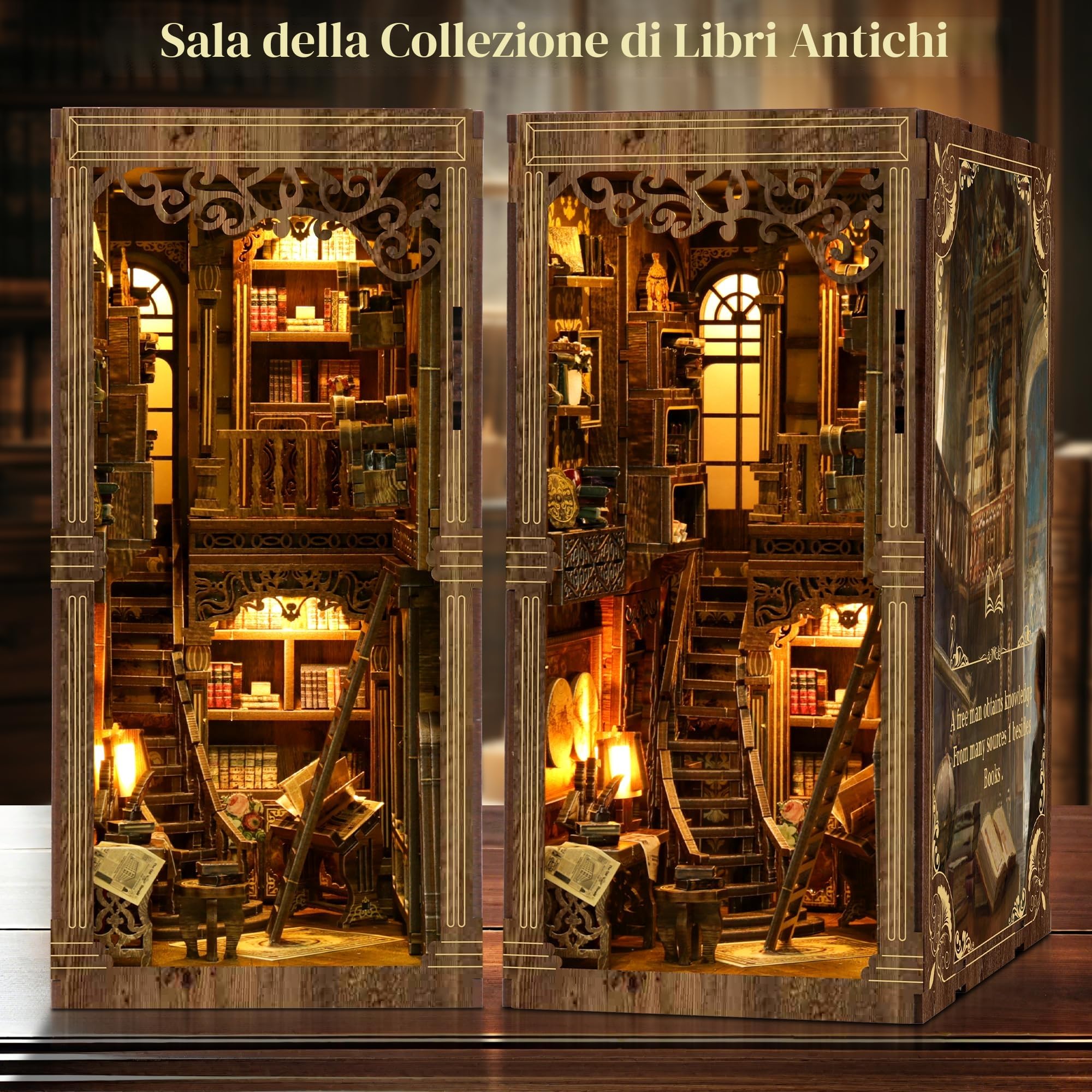 CRIOLPO Kit Book Nook DIY per Adulti - Casa in Miniatura con Luci LED da Montare, Modellismo 3D Creativo per Decorare Librerie - Regalo Originale per Appassionati di Fai da Te