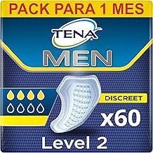 TENA Men Absorbent Protector, Level 2, for Moderate Bladder Weakness, Monthly Pack of 60 Incontinence Pads