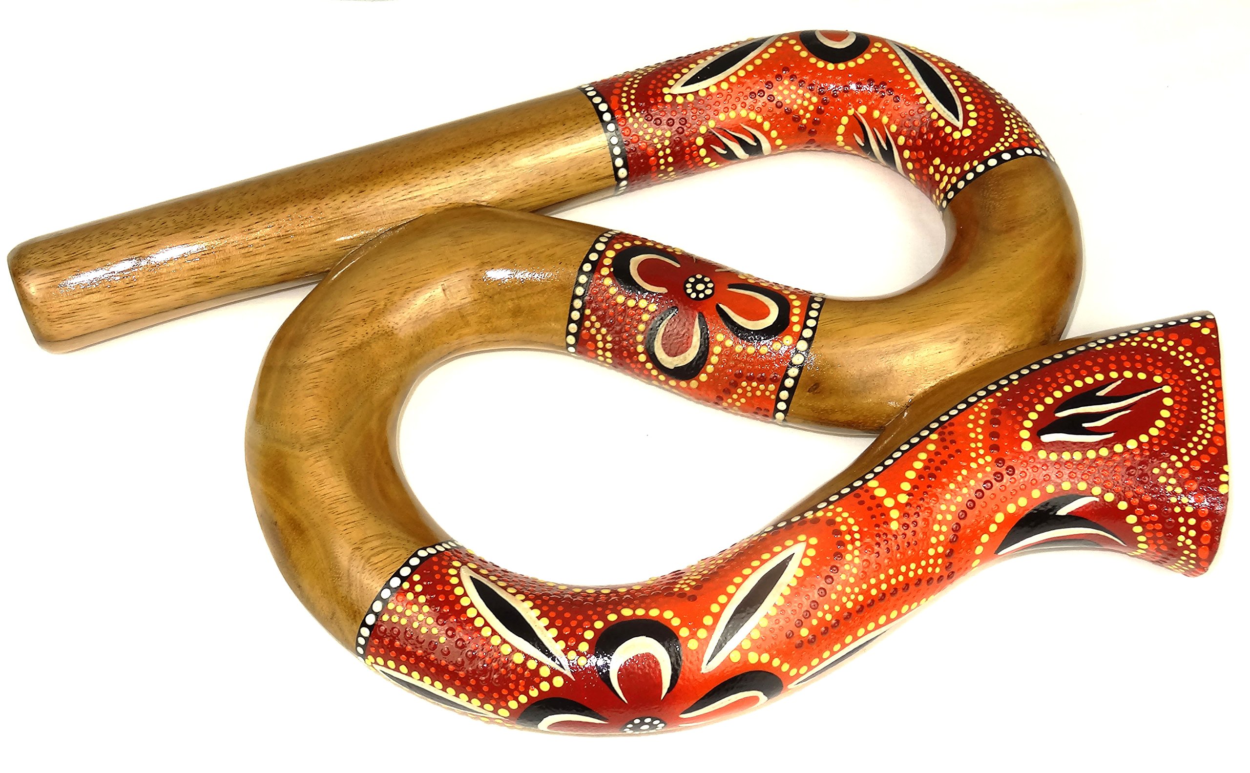 Didgeridoo Bois Suar Peint Spirale Artisanal Aborigène Spiral didjeridoo
