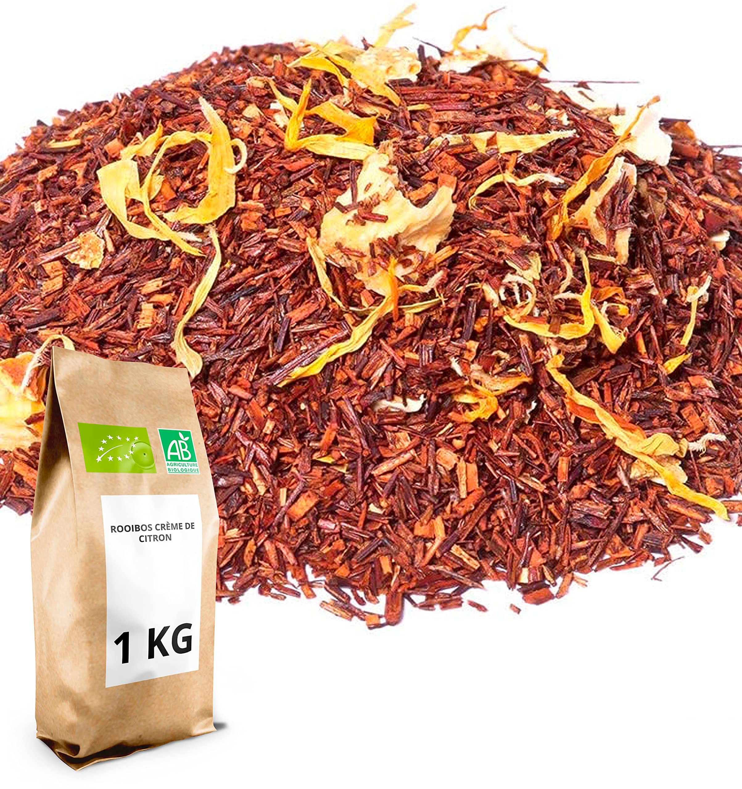 Rooibos Bio crème de Citron - 1 kg (400 tasses) - Thé en vrac 100% Agriculture Biologique - Thés Direct