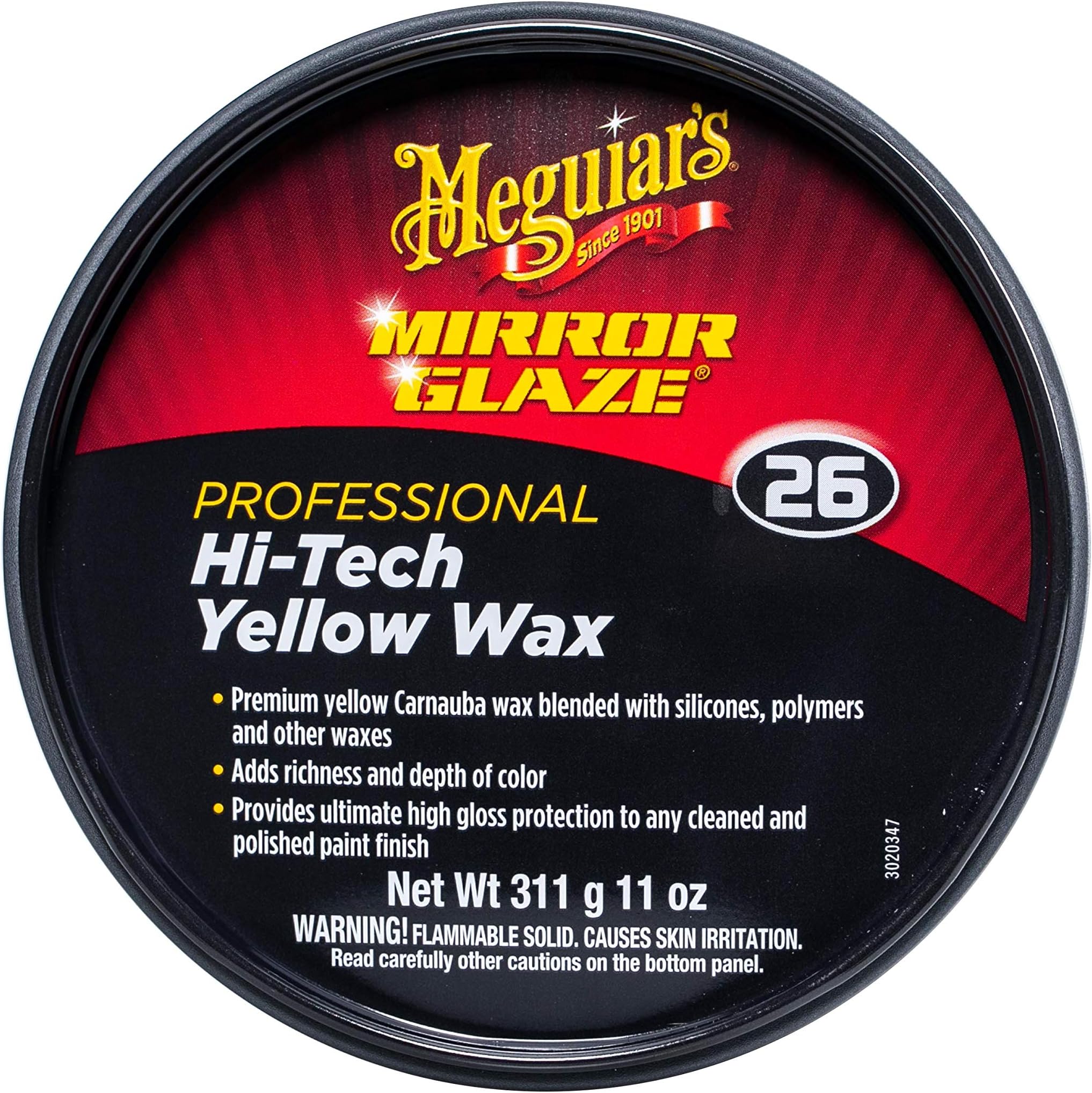 Meguiar'sProfessional Hi-Tech Yellow Wax Paste M2611 - Professional-Grade Long-Lasting Car Wax, Carnauba Paste Wax that Protects and Enhances Gloss and Shine, 11 Oz Paste
