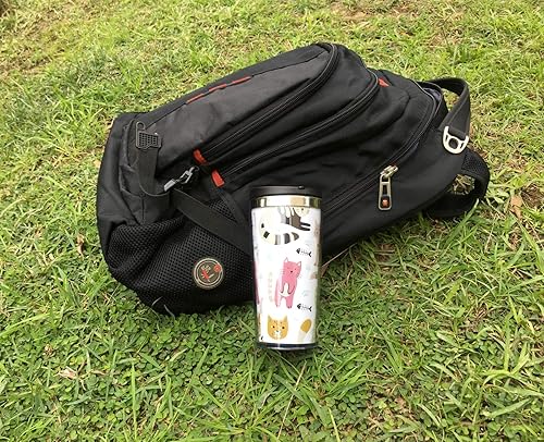 Miniatura 6 de NVJUI JUFOPL Cute Cats - Taza de café de acero inoxidable con tapa abatible de 14 onzas, divertida taza de café para viajes, oficina en casa