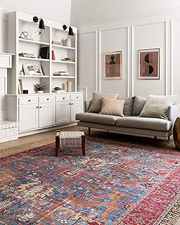 Loloi II Loren Collection LQ-10 Traditional Blue / Red 7'-6" x 9'-6" Area Rug